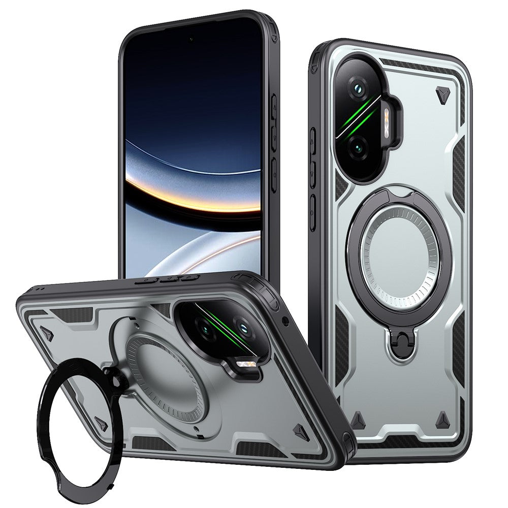 For Xiaomi Poco F7 5G / Redmi Turbo 4 Pro 5G Magnetic Case Military Protection PC + TPU Kickstand Phone Cover