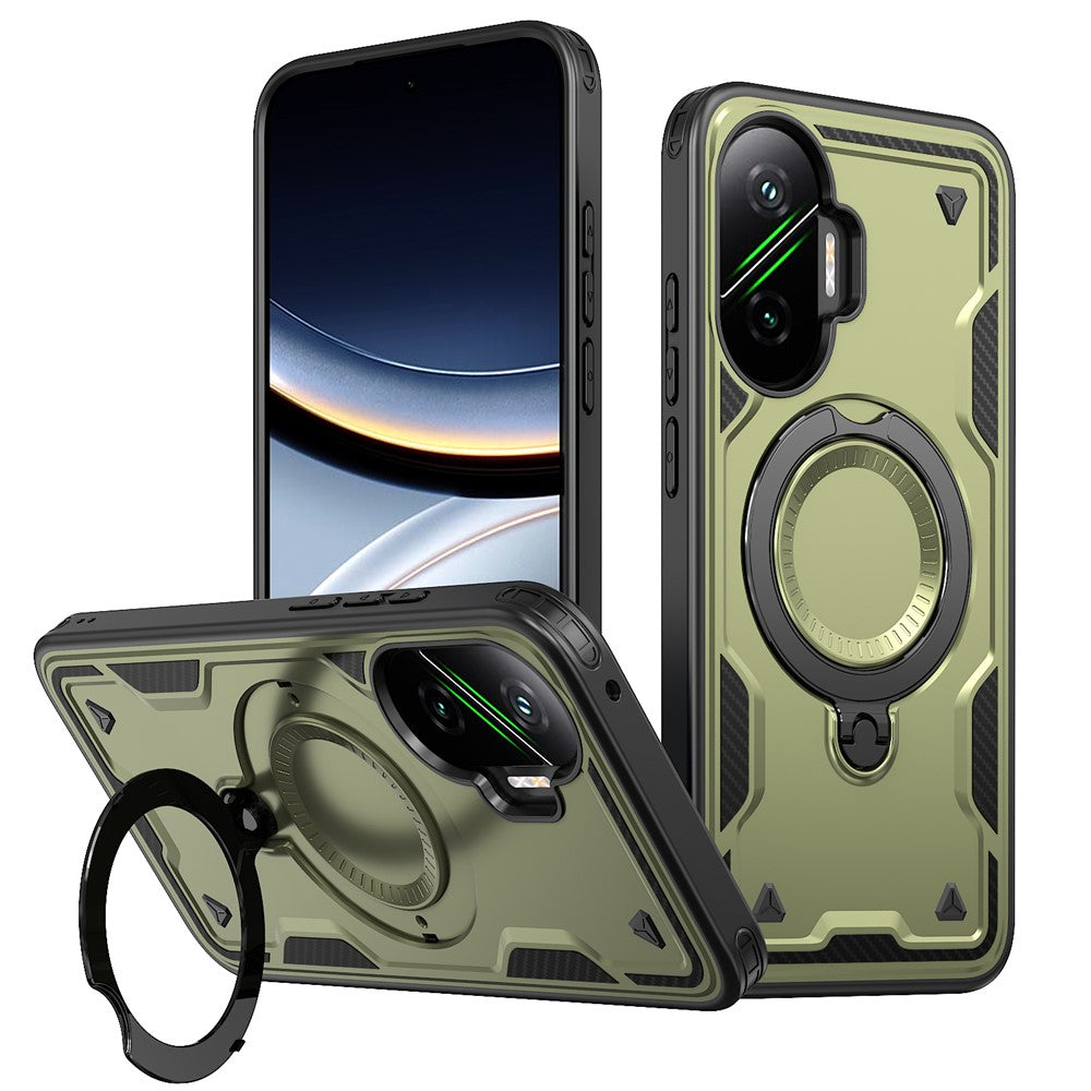 For Xiaomi Poco F7 5G / Redmi Turbo 4 Pro 5G Magnetic Case Military Protection PC + TPU Kickstand Phone Cover