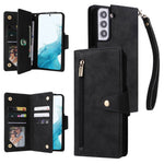 Samsung Galaxy S23-cover med nitte, PU-læderetui, stativ, pung, flere kortlommer og mobilcover med rem
