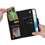 Samsung Galaxy S23-cover med nitte, PU-læderetui, stativ, pung, flere kortlommer og mobilcover med rem
