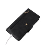 Samsung Galaxy S23-cover med nitte, PU-læderetui, stativ, pung, flere kortlommer og mobilcover med rem