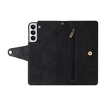 Samsung Galaxy S23-cover med nitte, PU-læderetui, stativ, pung, flere kortlommer og mobilcover med rem