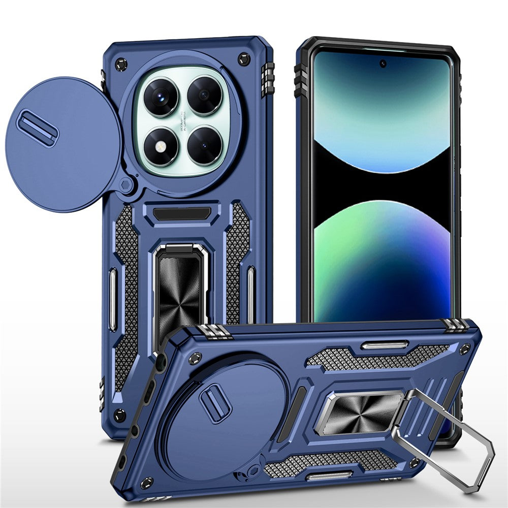 For Xiaomi Redmi Note 14 Pro 4G  /  5G Case Kickstand Slide Lens Lid PC + TPU Drop-Proof Phone Cover