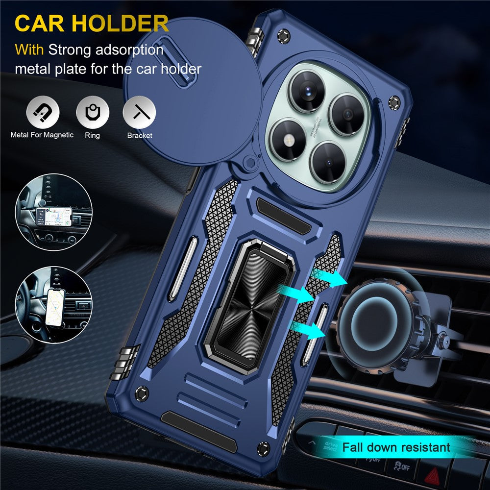 For Xiaomi Redmi Note 14 Pro 4G  /  5G Case Kickstand Slide Lens Lid PC + TPU Drop-Proof Phone Cover