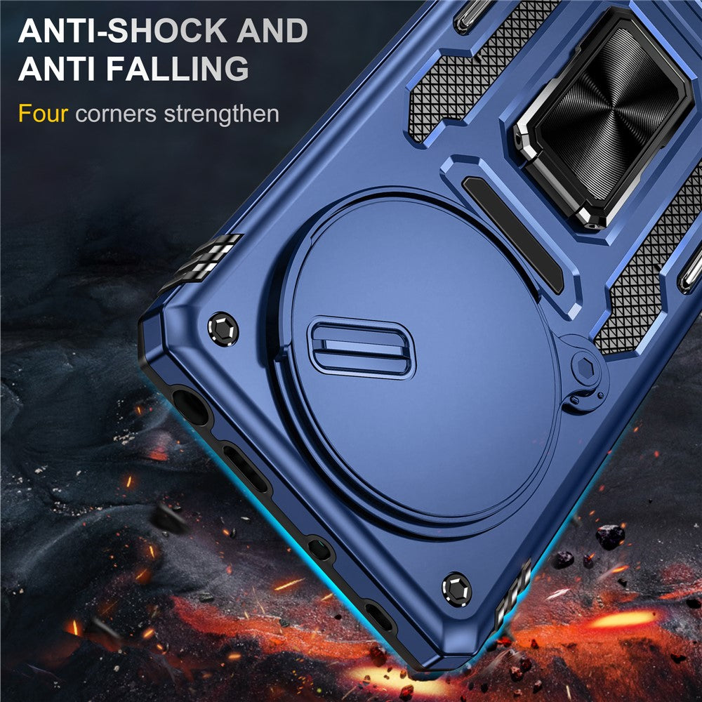 For Xiaomi Redmi Note 14 Pro 4G  /  5G Case Kickstand Slide Lens Lid PC + TPU Drop-Proof Phone Cover