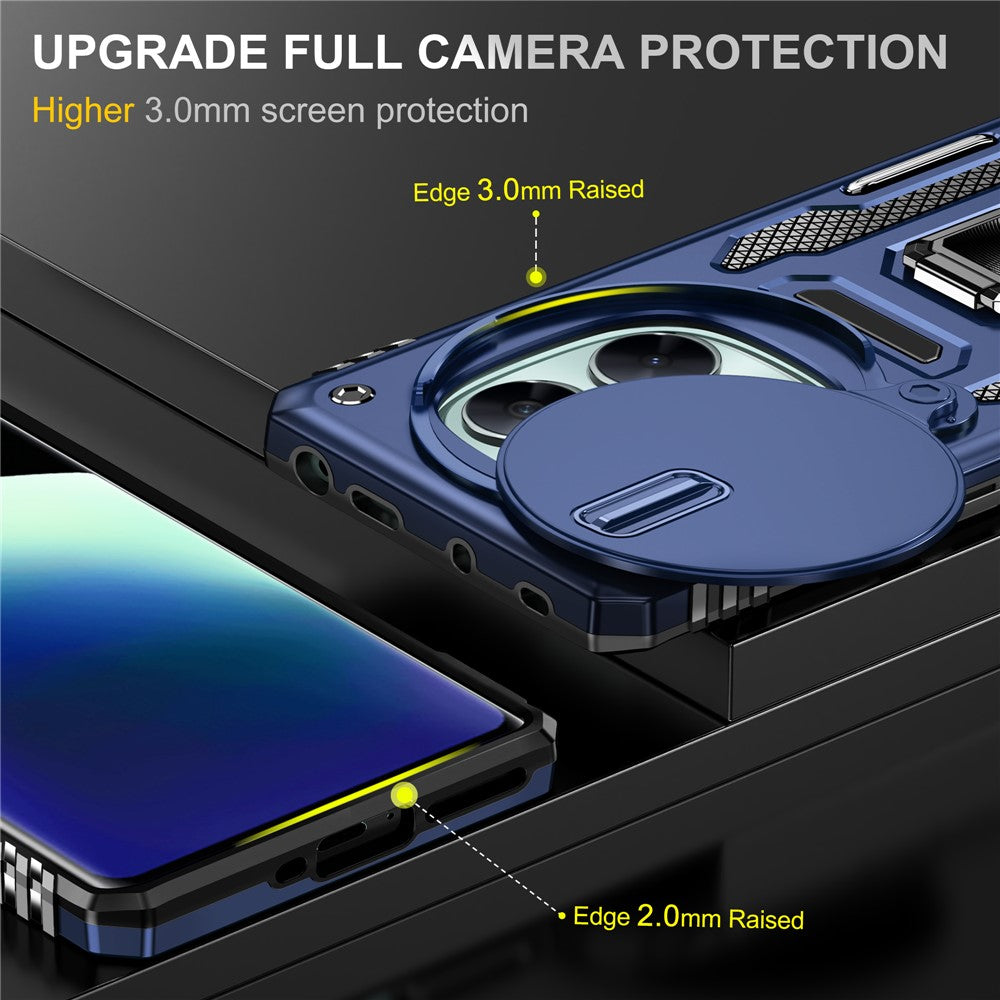 For Xiaomi Redmi Note 14 Pro 4G  /  5G Case Kickstand Slide Lens Lid PC + TPU Drop-Proof Phone Cover