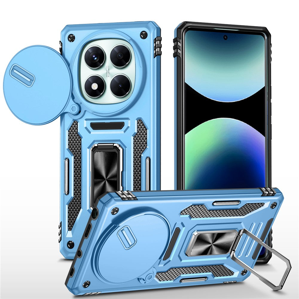 For Xiaomi Redmi Note 14 Pro 4G  /  5G Case Kickstand Slide Lens Lid PC + TPU Drop-Proof Phone Cover