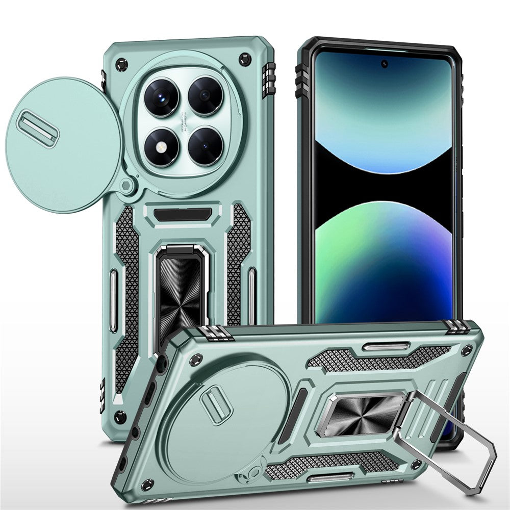 For Xiaomi Redmi Note 14 Pro 4G  /  5G Case Kickstand Slide Lens Lid PC + TPU Drop-Proof Phone Cover