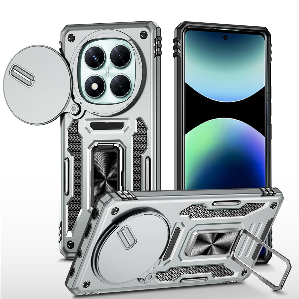 For Xiaomi Redmi Note 14 Pro 4G  /  5G Case Kickstand Slide Lens Lid PC + TPU Drop-Proof Phone Cover
