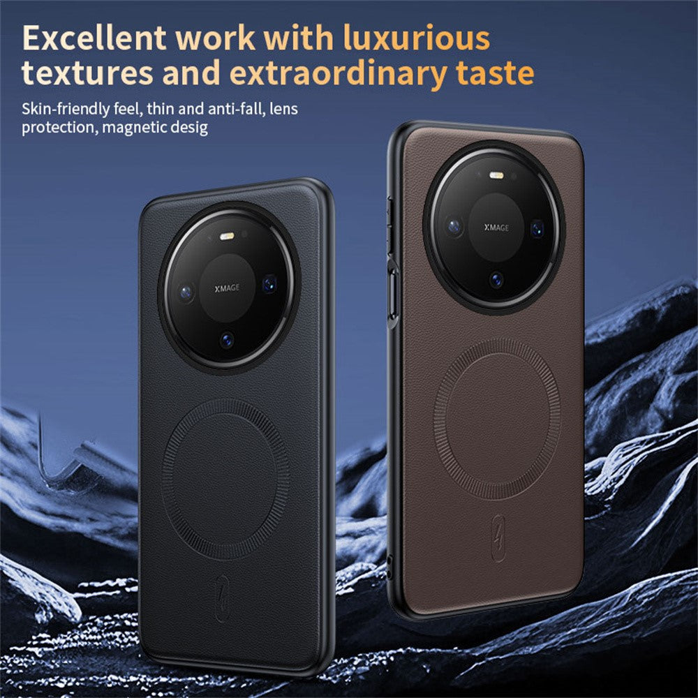 For Huawei Mate 80 Pro Magnetic Case Leather Coated TPU + PC Phone Cover