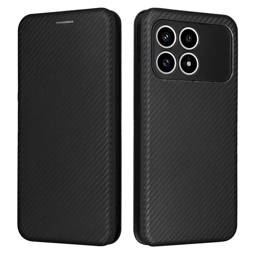 Phone Case For Xiaomi Redmi K90 5G  /  Poco F8  Pro Carbon Fiber Texture Drop-Proof PU Leather Phone Cover