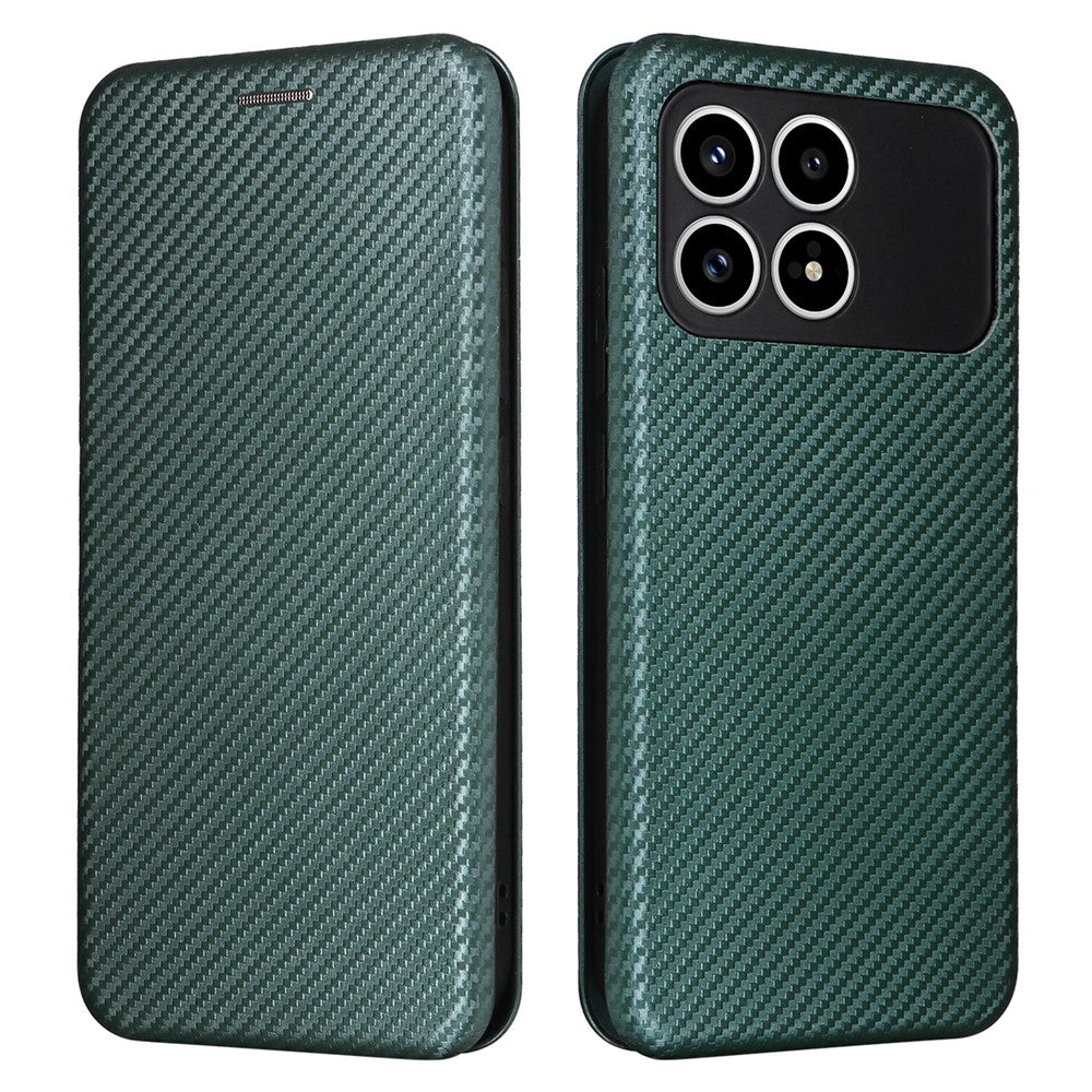 Phone Case For Xiaomi Redmi K90 5G  /  Poco F8  Pro Carbon Fiber Texture Drop-Proof PU Leather Phone Cover