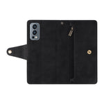 OnePlus Nord 2 5G, dragkedja, fickdesign, mobilfodral med nitspänne, PU-läder, mobilfodral med stativ, plånbok och rem