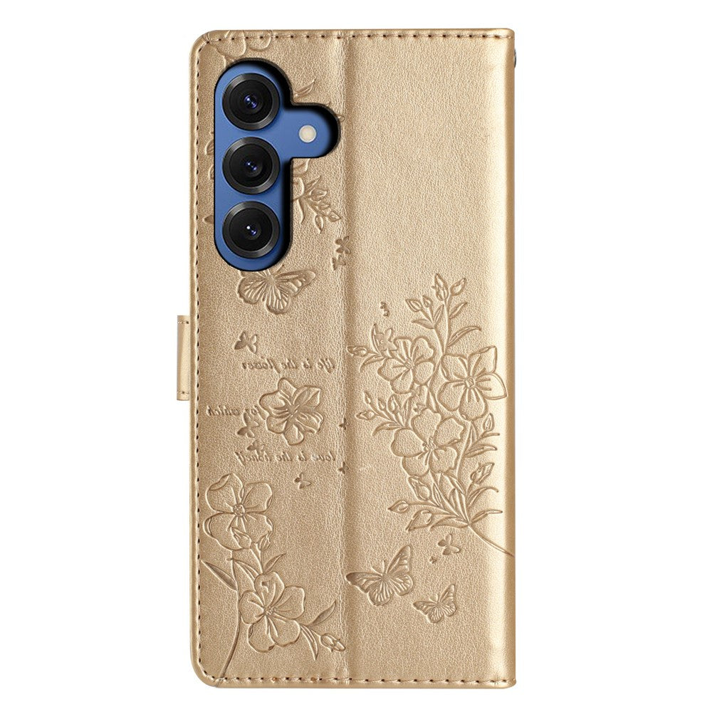 Samsung Galaxy S26+ Plånboksfodral Läderflik med Fjärilstryck och Rem