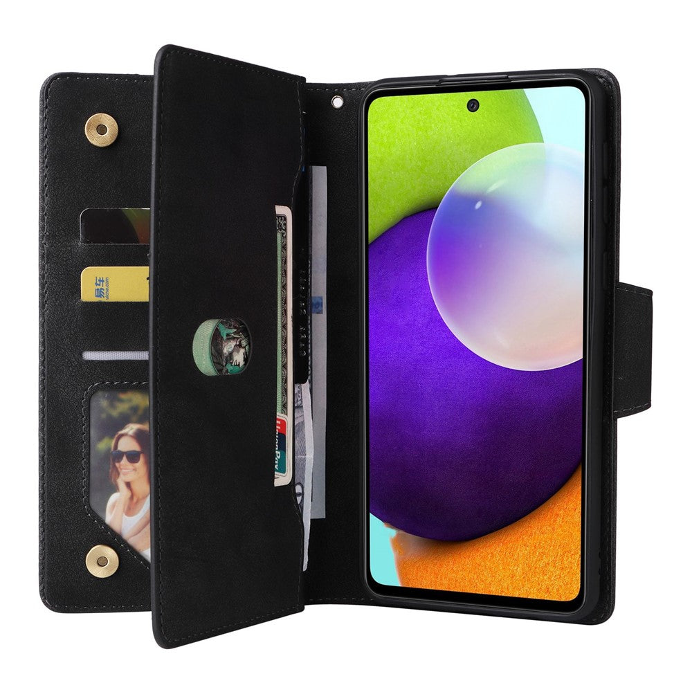 Til Samsung Galaxy A33 5G Stødsikker telefoncover Nitte Spænde PU Læder Pung Lynlåscover med Stand / Rem