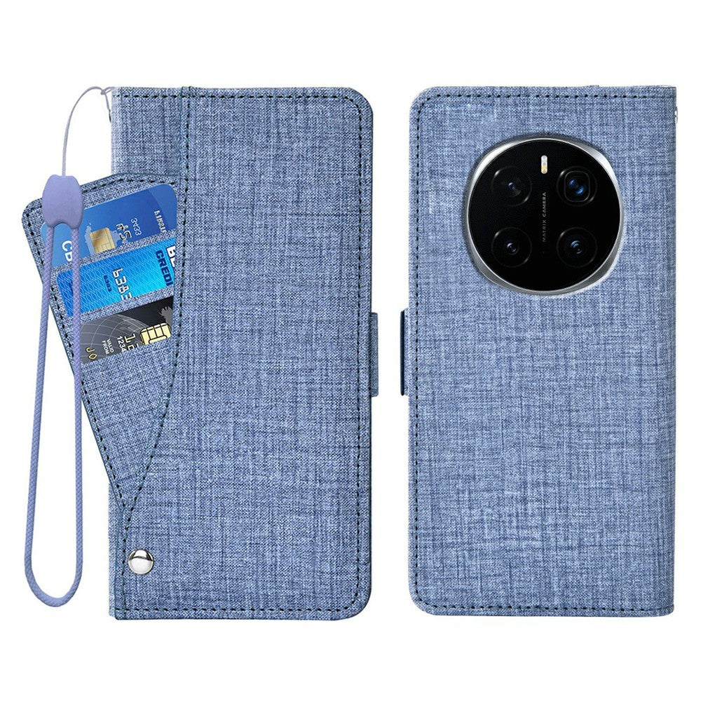 For Honor Magic7 Pro 5G Case Jean Cloth Texture PU Leather Wallet Phone Cover with Rotating Card Slots
