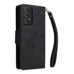 For Samsung Galaxy A53 5G Multiple Card Slots Phone Cover Rivet Buckle PU Leather Phone Case Stand Wallet with Strap