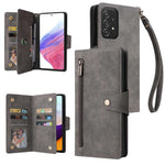 For Samsung Galaxy A53 5G Multiple Card Slots Phone Cover Rivet Buckle PU Leather Phone Case Stand Wallet with Strap