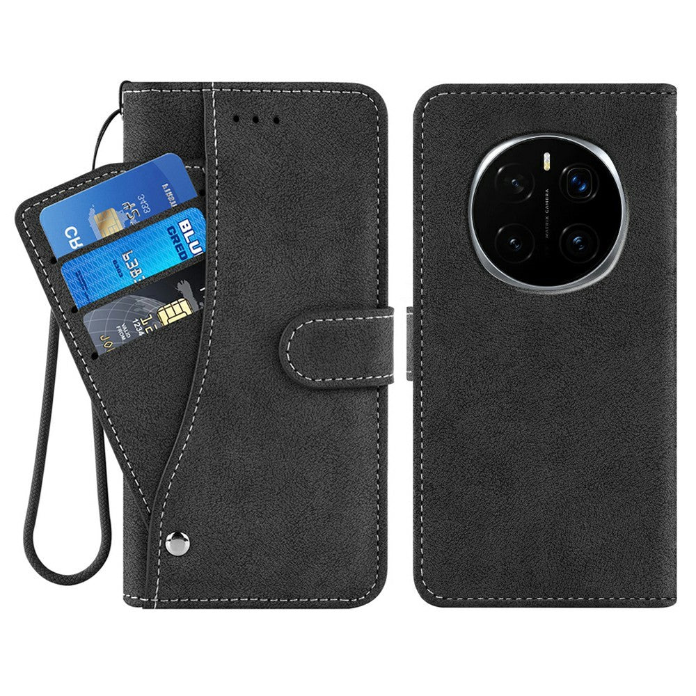For Honor Magic7 Pro 5G Case Retro PU Leather Wallet Phone Cover with Rotating Card Slots Holder