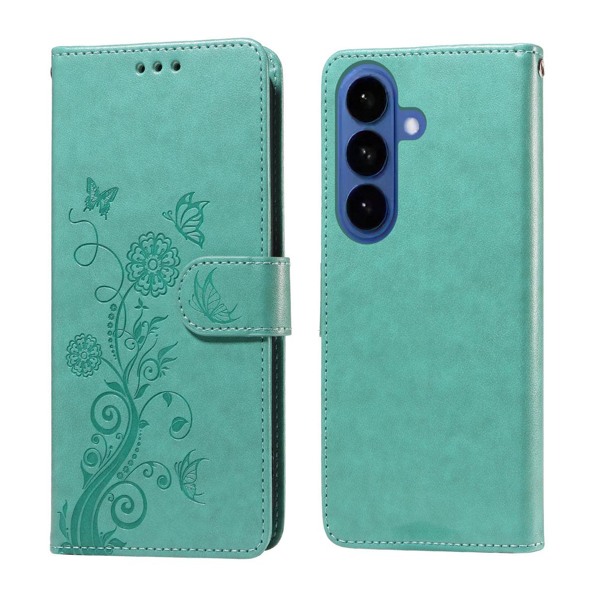 For Samsung Galaxy S26+ Leather Case Butterfly Floral Imprint Wallet Stand Cover