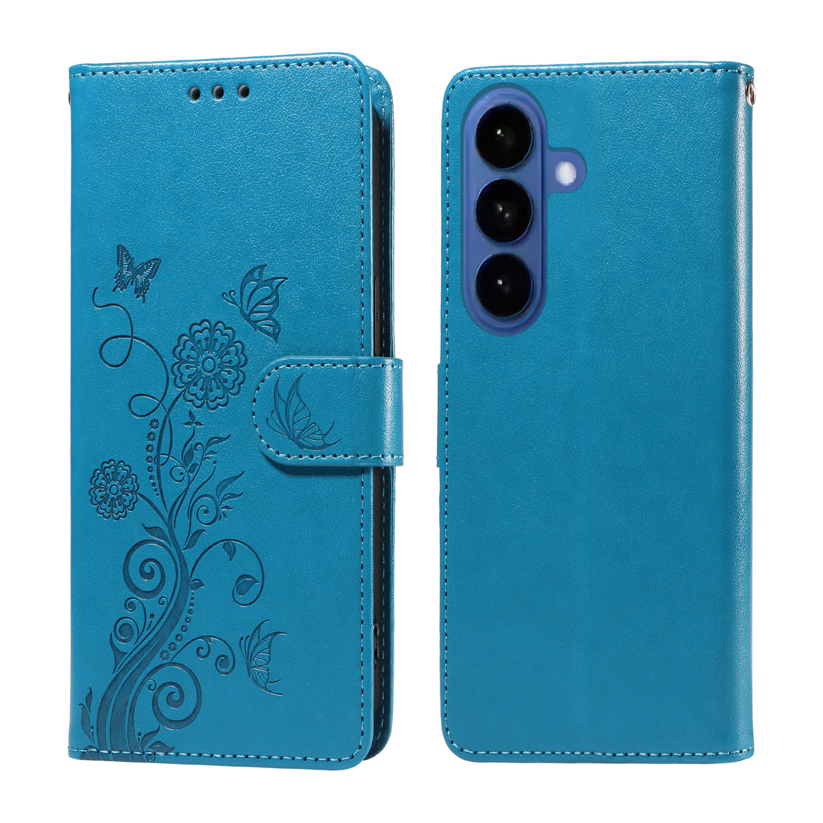 For Samsung Galaxy S26+ Leather Case Butterfly Floral Imprint Wallet Stand Cover