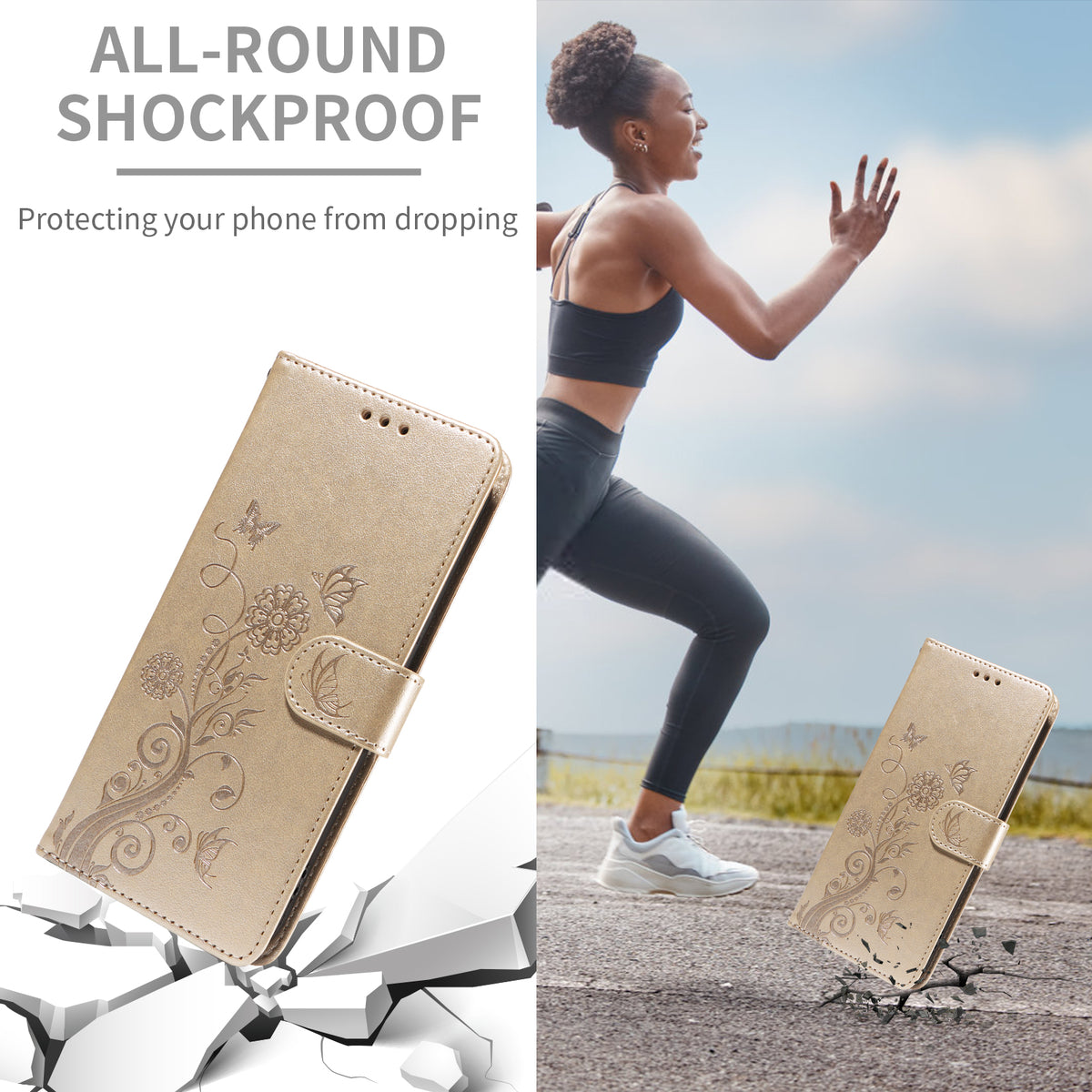 Til Samsung Galaxy A37 5G Læder Cover Sommerfugle Blomsterpræg Tegnebogs Stand Cover