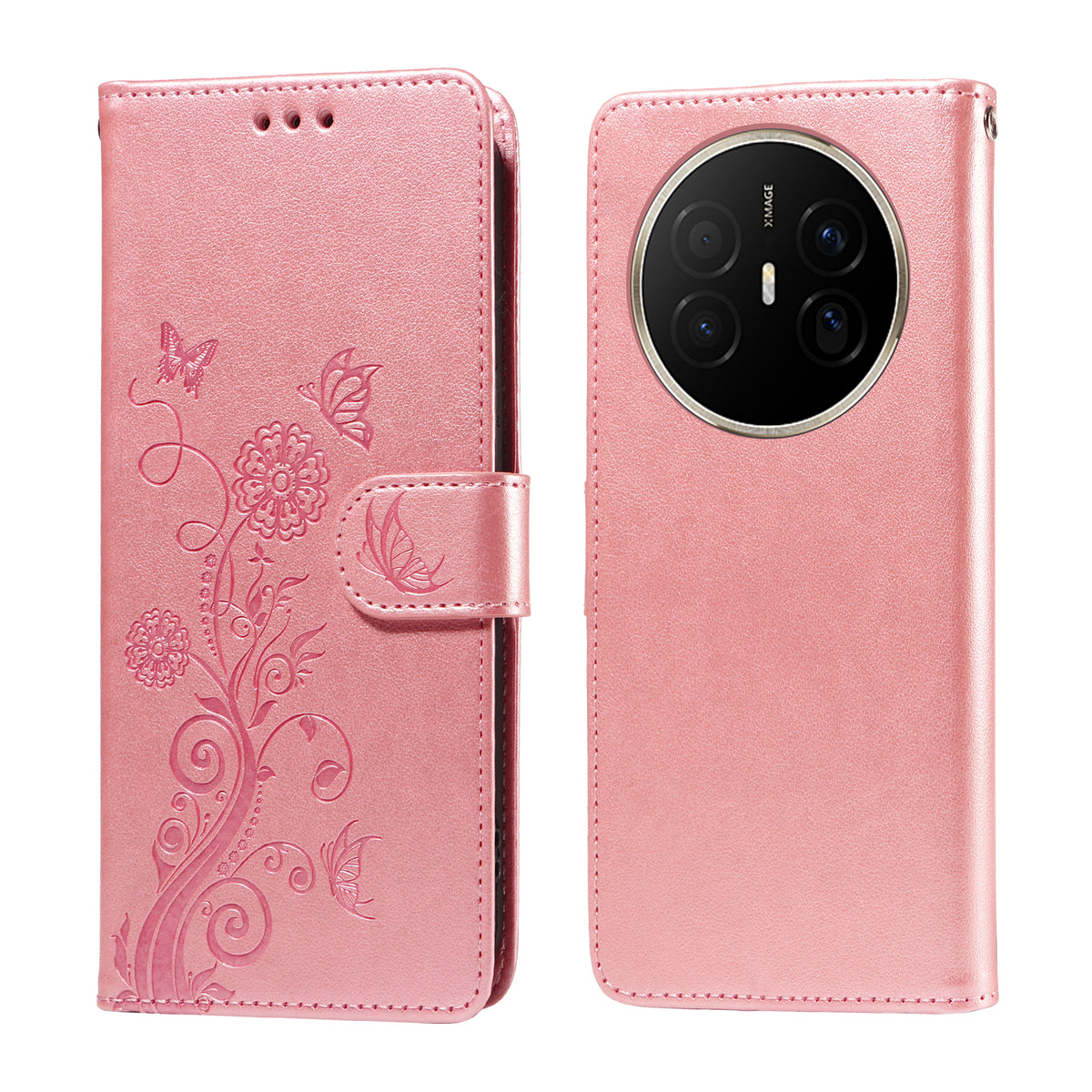 For Huawei Mate 70 Air Leather Case Butterfly Floral Imprint Wallet Stand Cover
