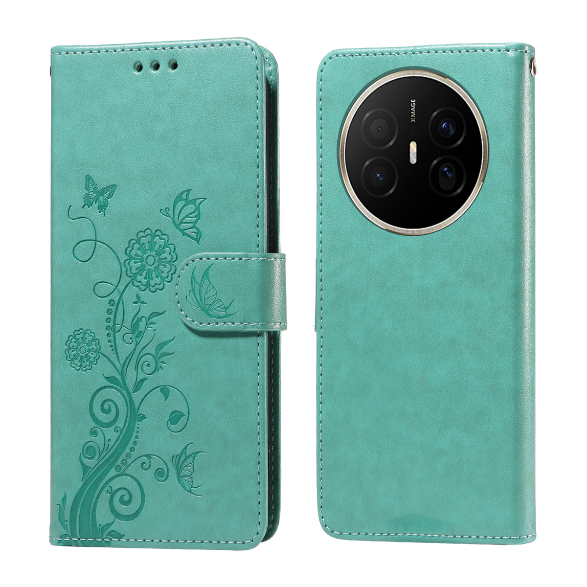 For Huawei Mate 70 Air Leather Case Butterfly Floral Imprint Wallet Stand Cover