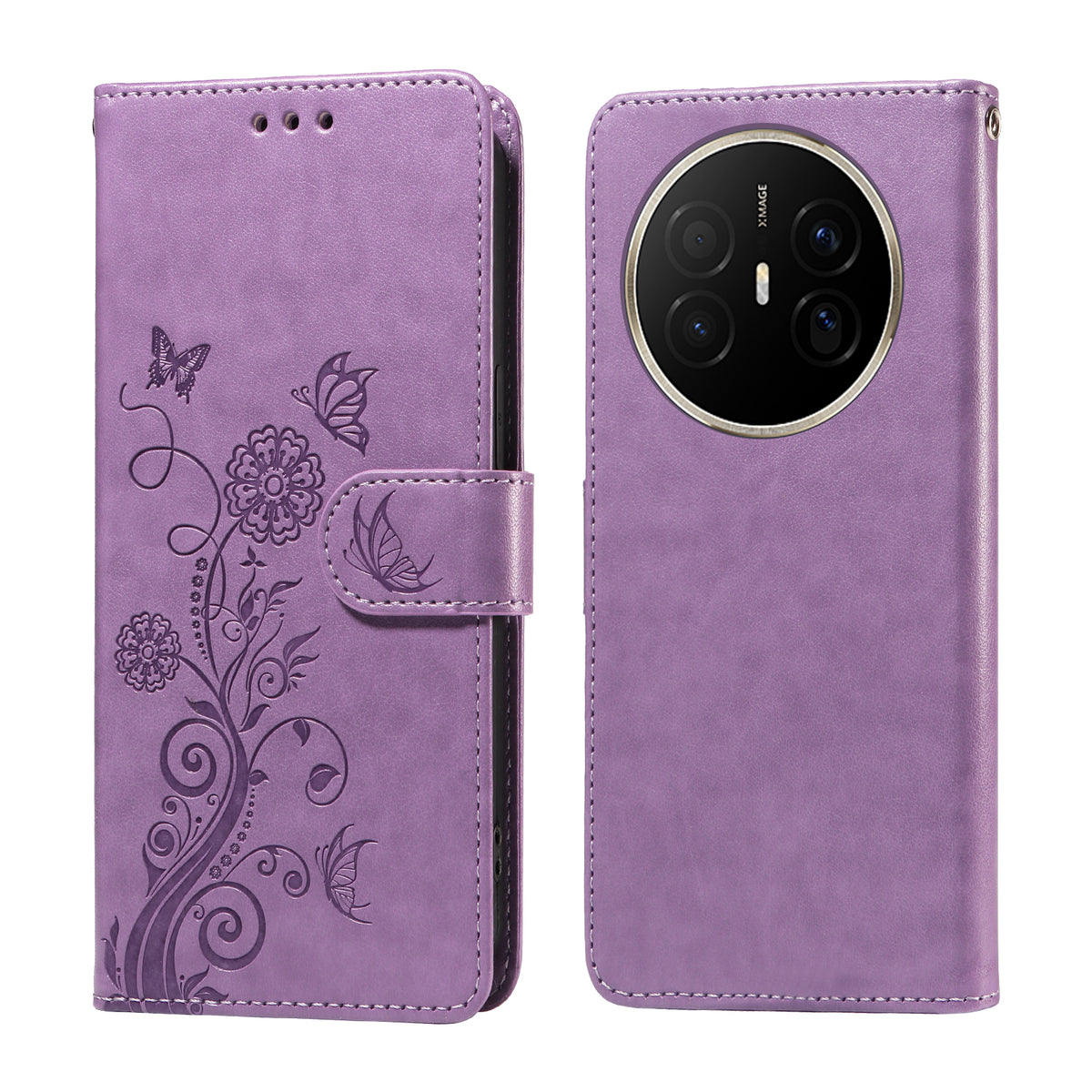 For Huawei Mate 70 Air Leather Case Butterfly Floral Imprint Wallet Stand Cover