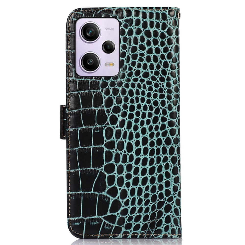 Xiaomi Redmi Note 12 Pro 5G / Note 12 Pro Speed 5G / Poco X5 Pro 5G Krokodilstruktur Äkta Kohud Läder Plånboksfodral Stöldskyddande mobilskal med RFID-blockeringsfunktion