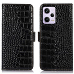 Xiaomi Redmi Note 12 Pro 5G / Note 12 Pro Speed 5G / Poco X5 Pro 5G Krokodilstruktur Äkta Kohud Läder Plånboksfodral Stöldskyddande mobilskal med RFID-blockeringsfunktion