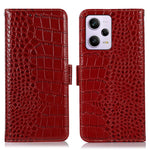 For Xiaomi Redmi Note 12 Pro 5G / Note 12 Pro Speed 5G / Poco X5 Pro 5G Crocodile Texture Genuine Cowhide Leather Case Wallet Stand Anti-theft Phone Cover with RFID Blocking Function