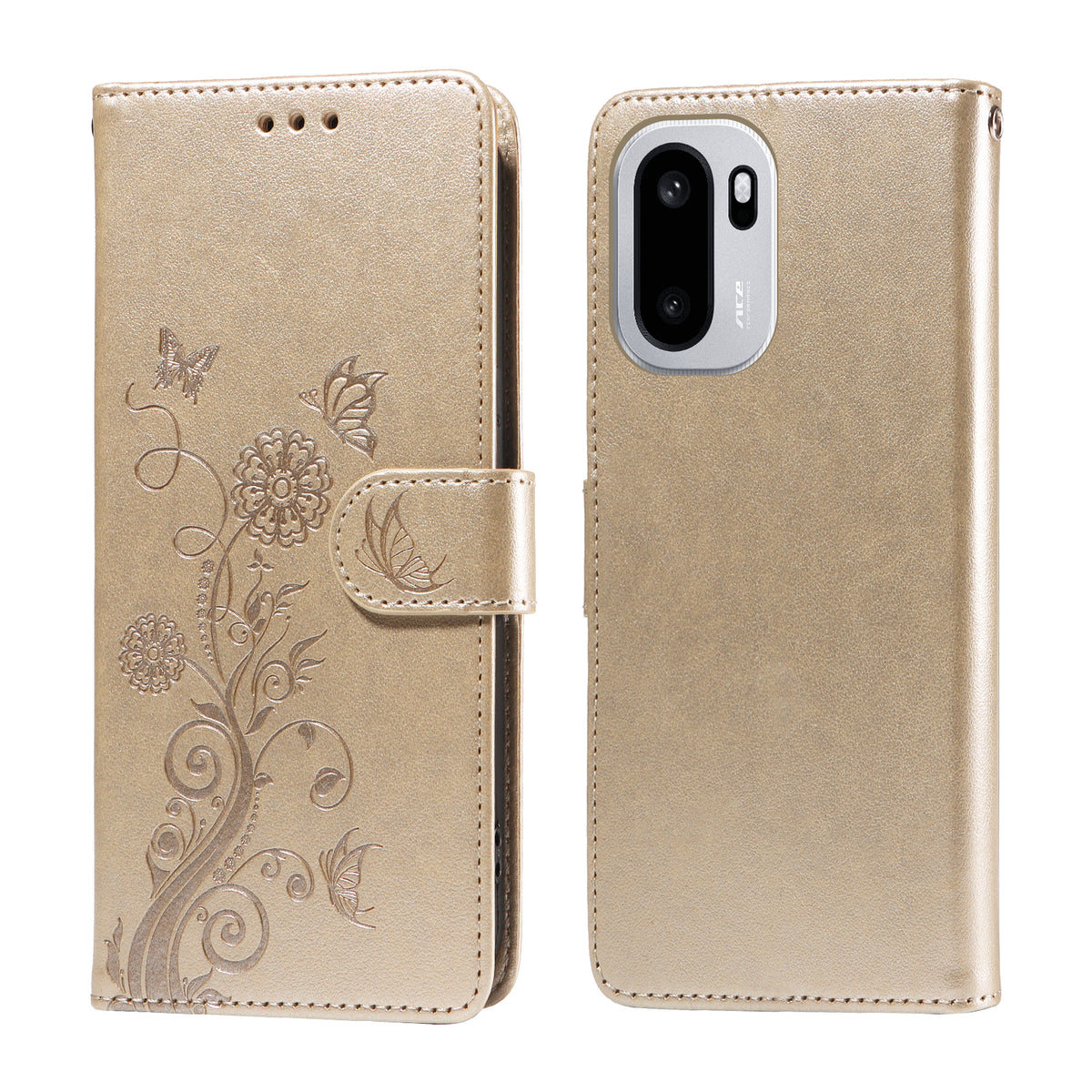 OnePlus 15R 5G / Ace 6T 5G / Ace 6 5G Läderfodral Fjärilsblommigt Tryck Plånboksfodral
