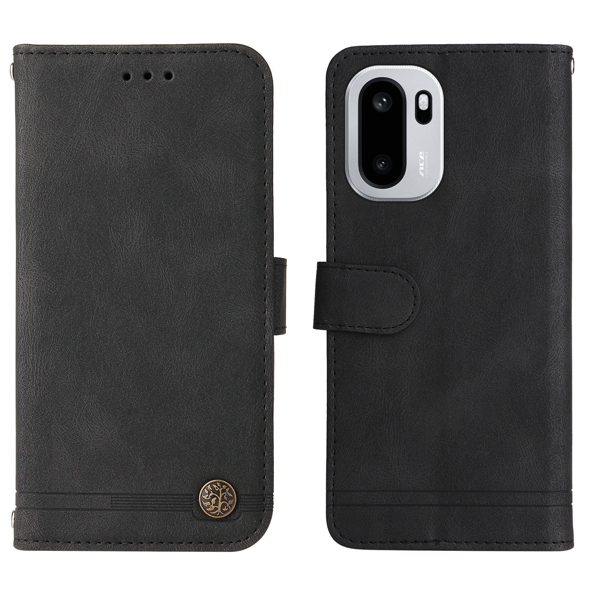 OnePlus 15R 5G / Ace 6T 5G / Ace 6 5G Läderplånboksfodral Skin Touch mobilskal Stativ med Rem