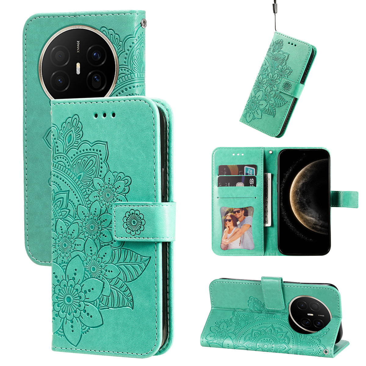 For Huawei Mate 70 Air Case Floral Pattern PU Leather Wallet Stand Phone Cover