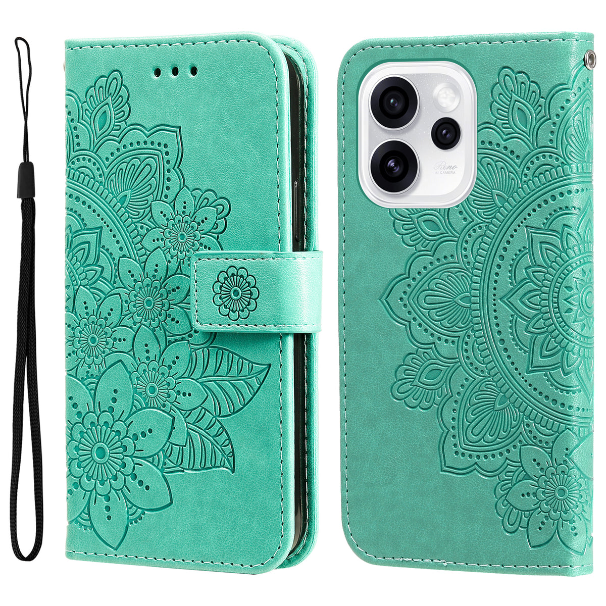For Oppo Reno15 Pro Max 5G (Global) / Reno15 Pro 5G (China) Case Floral Pattern PU Leather Wallet Stand Phone Cover