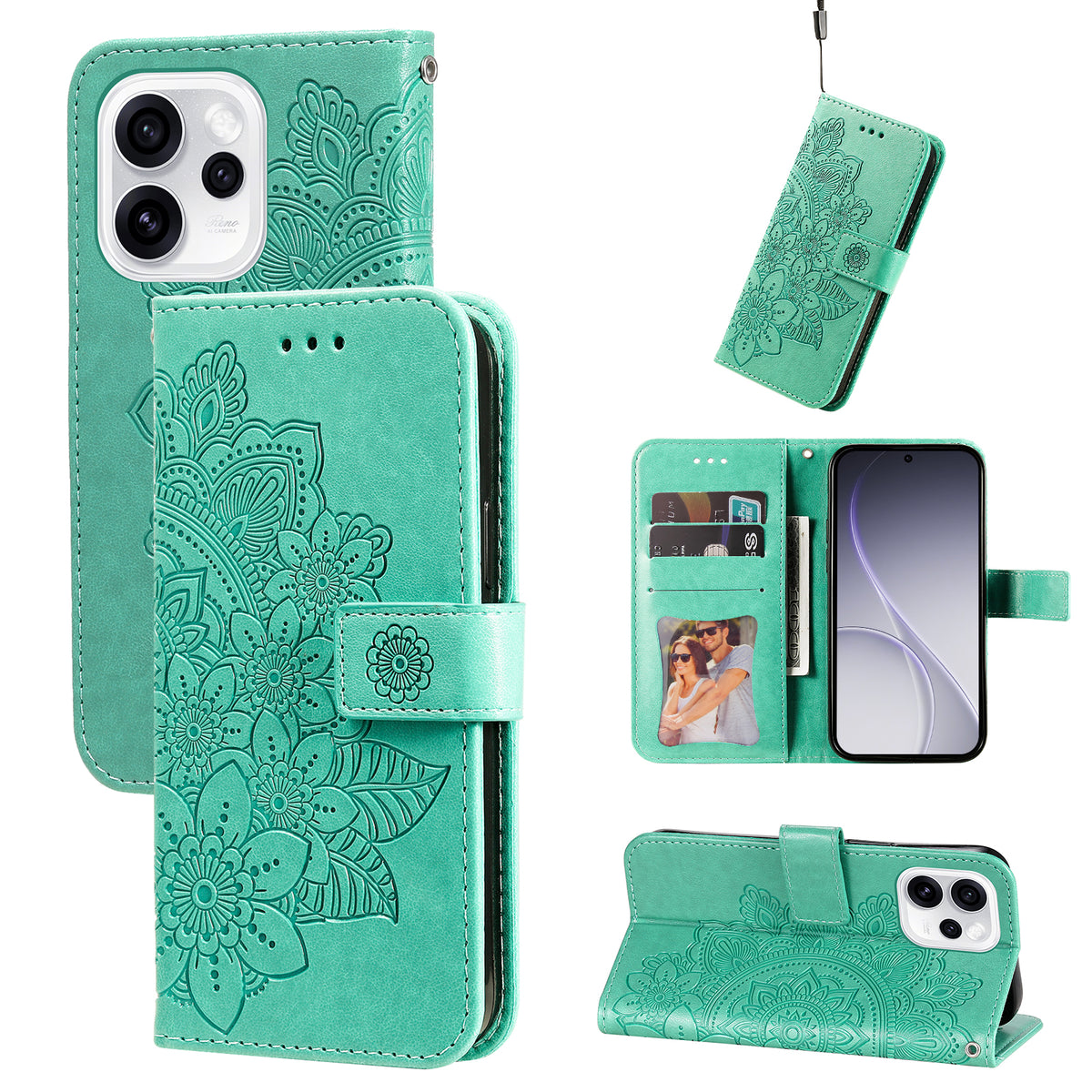 For Oppo Reno15 Pro Max 5G (Global) / Reno15 Pro 5G (China) Case Floral Pattern PU Leather Wallet Stand Phone Cover