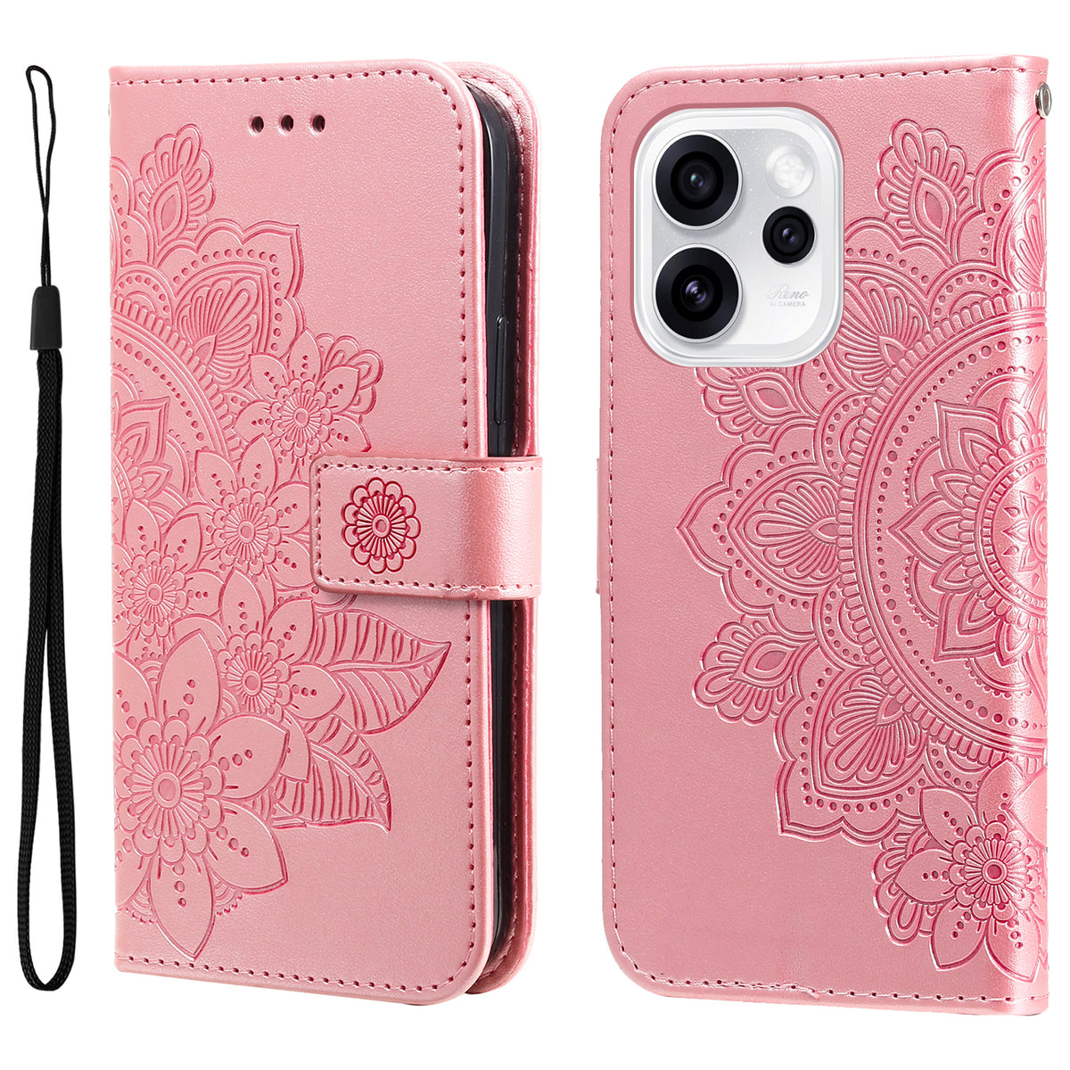 For Oppo Reno15 Pro Max 5G (Global) / Reno15 Pro 5G (China) Case Floral Pattern PU Leather Wallet Stand Phone Cover