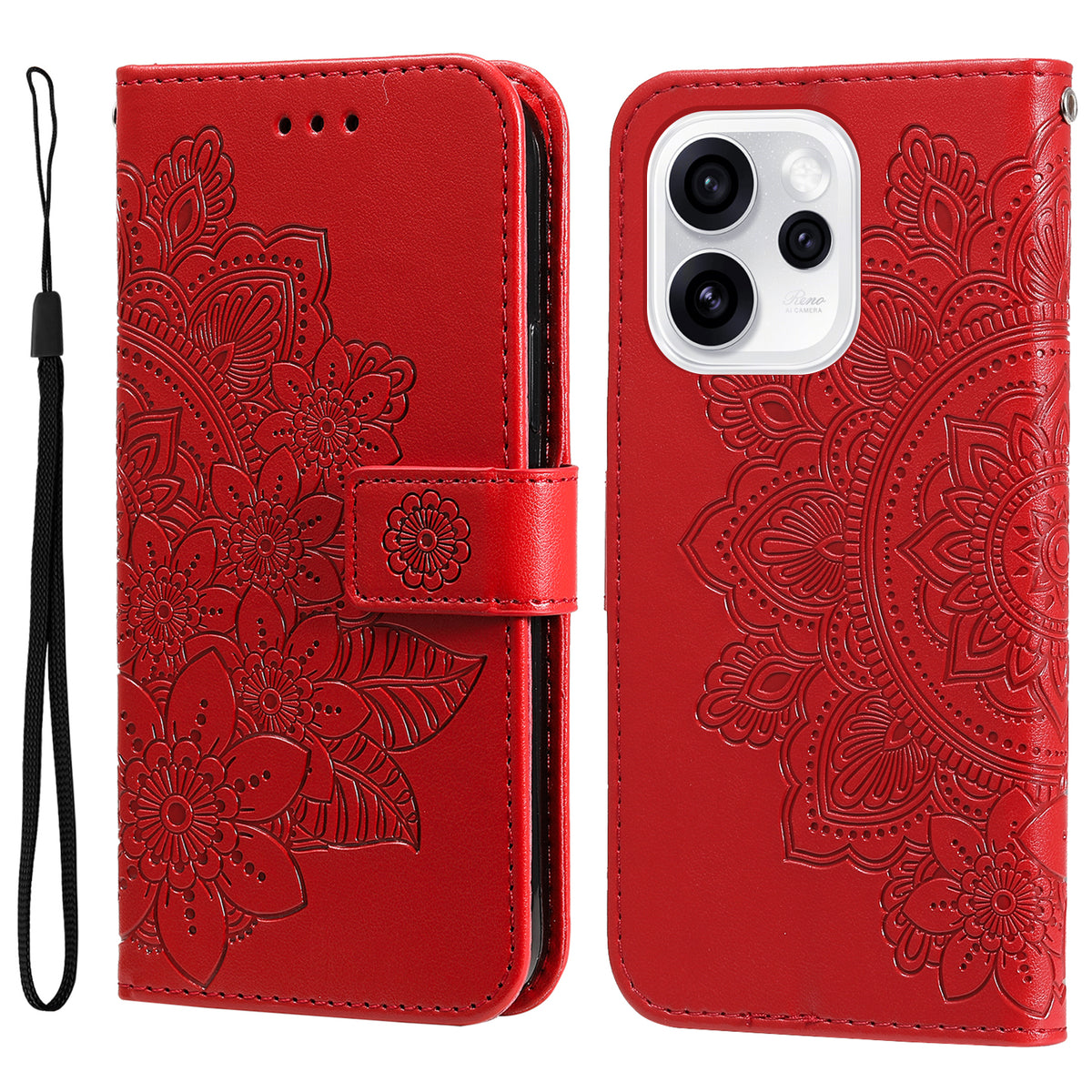 For Oppo Reno15 Pro Max 5G (Global) / Reno15 Pro 5G (China) Case Floral Pattern PU Leather Wallet Stand Phone Cover