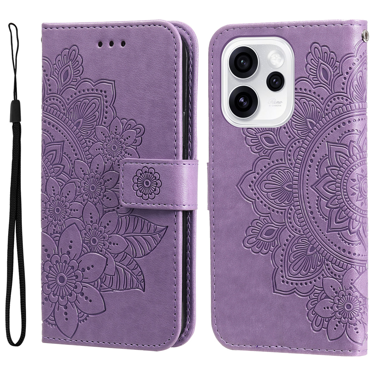 For Oppo Reno15 Pro Max 5G (Global) / Reno15 Pro 5G (China) Case Floral Pattern PU Leather Wallet Stand Phone Cover