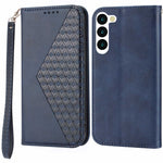 For Samsung Galaxy S23+ Calf Texture Imprinted Rhombus Pattern PU Leather Case Wallet Folio Flip Phone Stand Cover with Strap