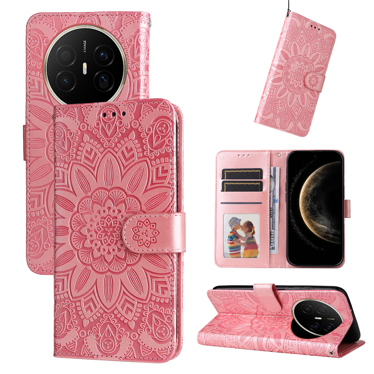 For Huawei Mate 70 Air Case Sunflower Imprint Leather Wallet Phone Cover