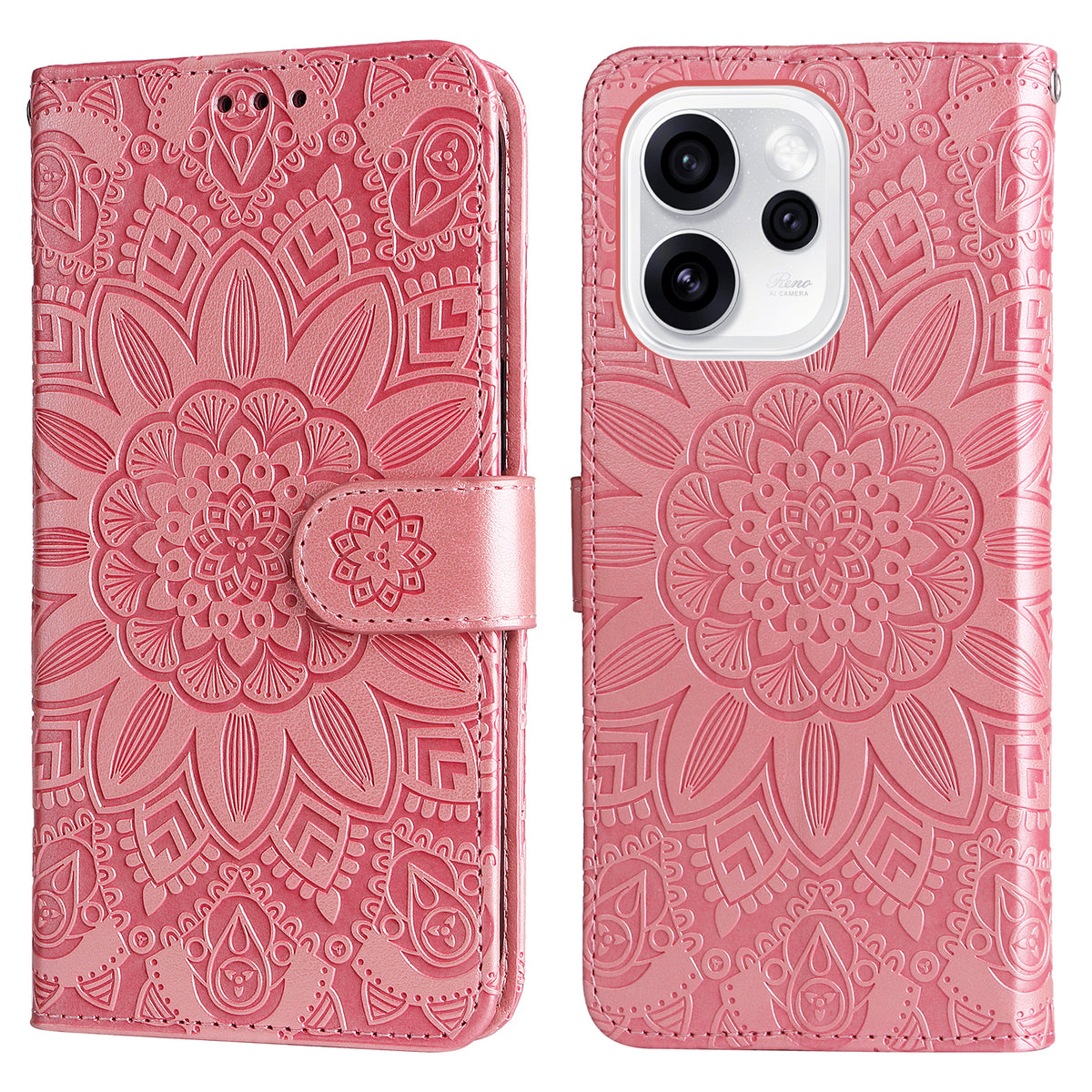 For Oppo Reno15 Pro Max 5G (Global) / Reno15 Pro 5G (China) Case Sunflower Imprint Leather Wallet Phone Cover