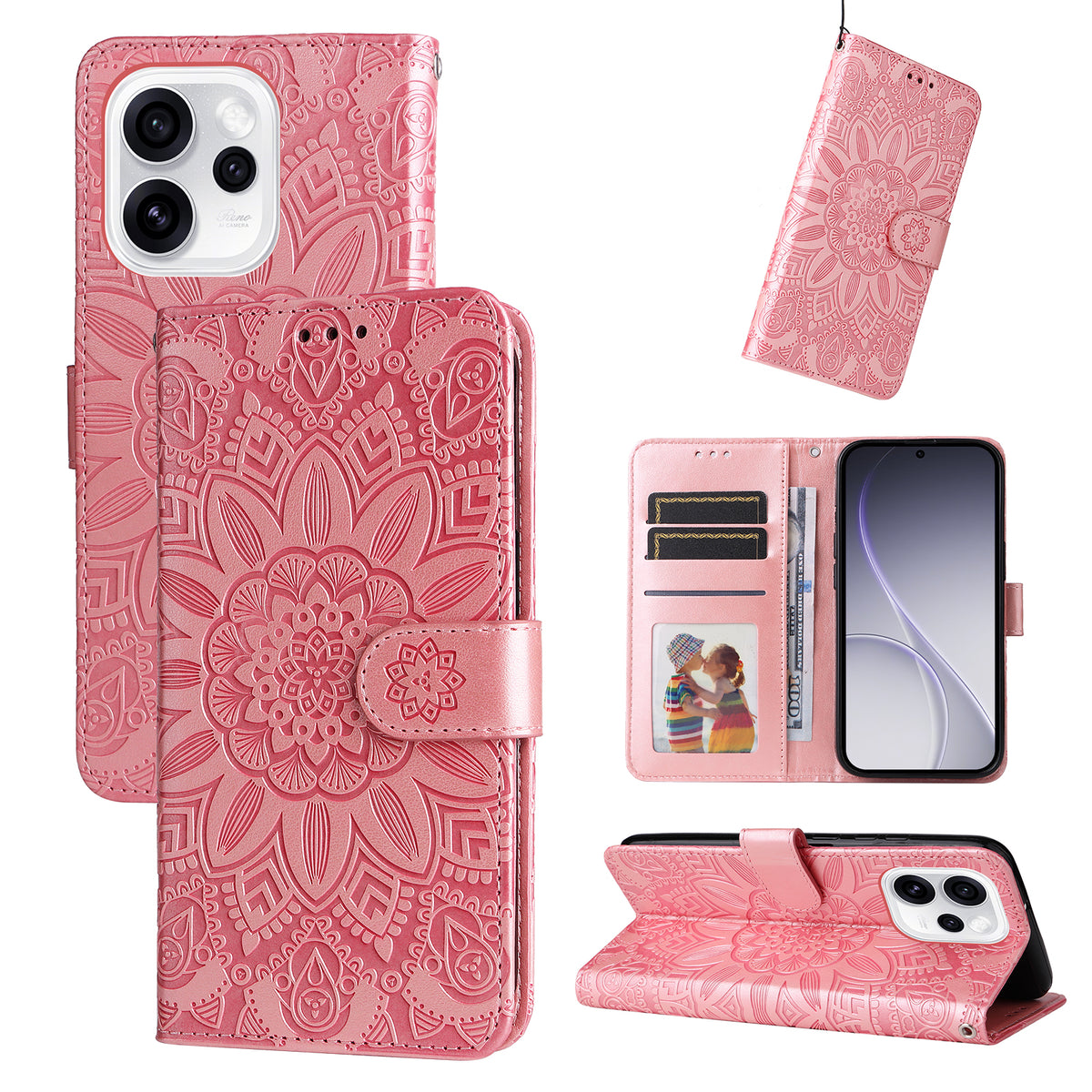 For Oppo Reno15 Pro Max 5G (Global) / Reno15 Pro 5G (China) Case Sunflower Imprint Leather Wallet Phone Cover