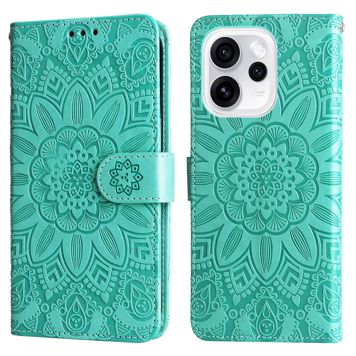 For Oppo Reno15 Pro Max 5G (Global) / Reno15 Pro 5G (China) Case Sunflower Imprint Leather Wallet Phone Cover