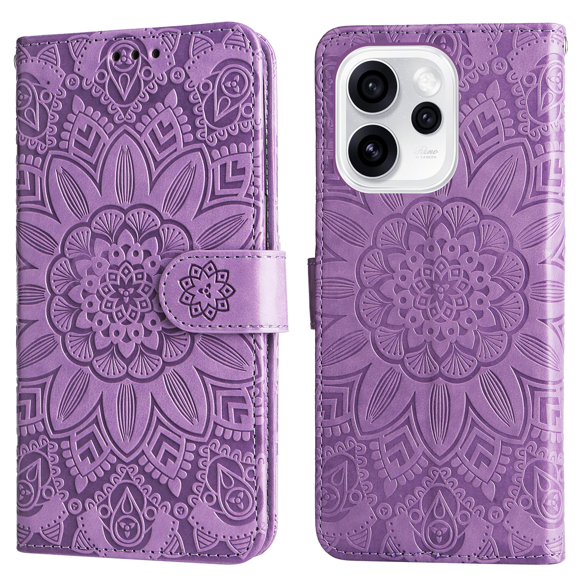 For Oppo Reno15 Pro Max 5G (Global) / Reno15 Pro 5G (China) Case Sunflower Imprint Leather Wallet Phone Cover