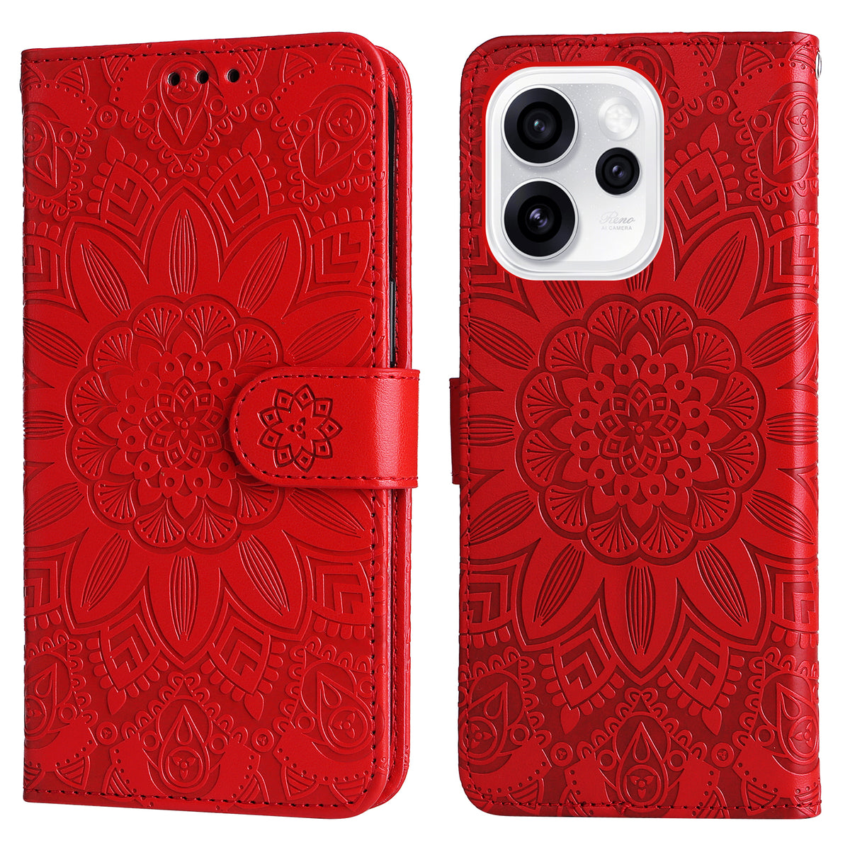 For Oppo Reno15 Pro Max 5G (Global) / Reno15 Pro 5G (China) Case Sunflower Imprint Leather Wallet Phone Cover