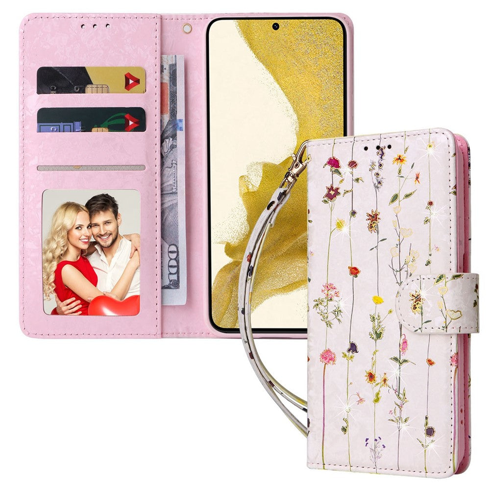 For Samsung Galaxy S23+ Stylish Lacquered PU Leather Phone Protective Case RFID Blocking Wallet Foldable Stand Cover