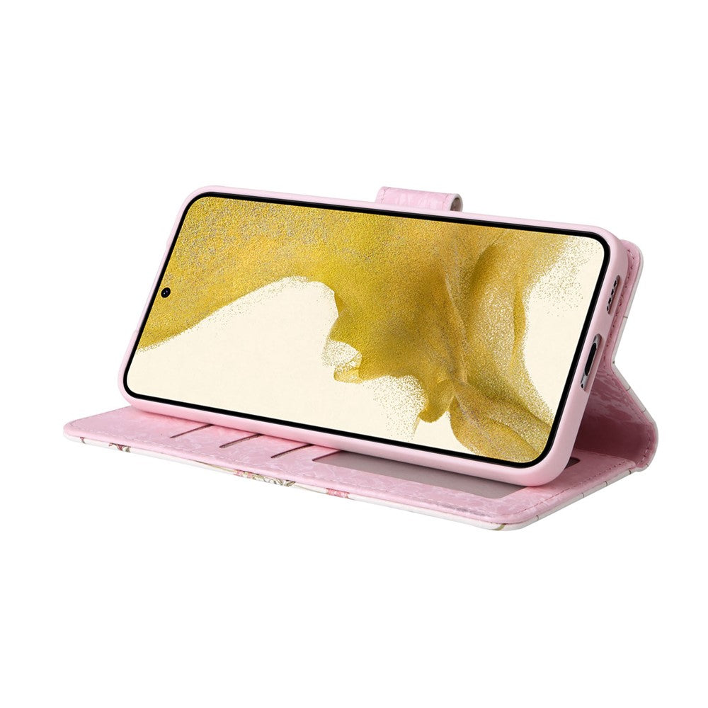 For Samsung Galaxy S23+ Stylish Lacquered PU Leather Phone Protective Case RFID Blocking Wallet Foldable Stand Cover