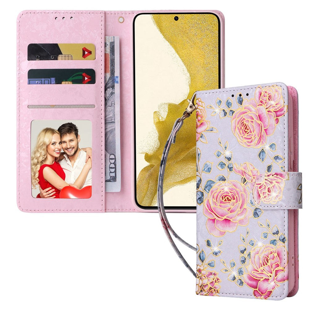 For Samsung Galaxy S23+ Stylish Lacquered PU Leather Phone Protective Case RFID Blocking Wallet Foldable Stand Cover